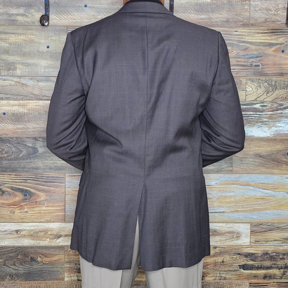 Gieves & Hawkes 100% Wool Brown Check Blazer Sport Jacket Size 42L *EXCELLENT* - Picture 9 of 12